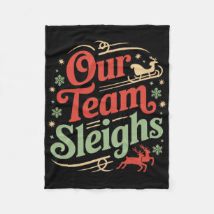 Ons Team Sled Christmas Rendieren Santa's Werk Fleece Deken