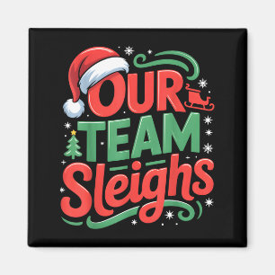 Ons Team Sleddert Grappige Kerst Reindeers Xmas  Magneet