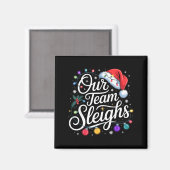 Ons Team Sleddert Kerstlicht Rood Kerstmannenhoed Magneet (Voorkant / Achterkant)