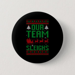 Ons Team Sleddert Kerstmis Rendieren Sinterklaas' Ronde Button 5,7 Cm