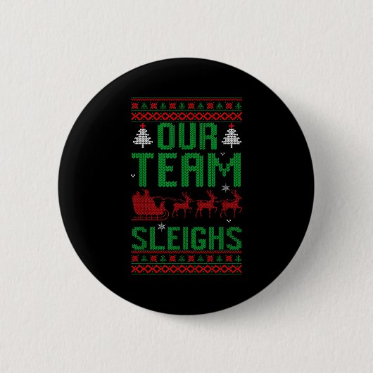 Ons Team Sleddert Kerstmis Rendieren Sinterklaas' Ronde Button 5,7 Cm (Voorkant)