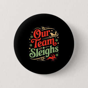 Ons Team Sleddert Kerstmis Rendieren van de Kerstm Ronde Button 5,7 Cm
