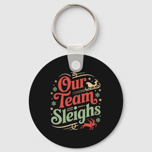 Ons team sleept Kerstmis rendieren van de Kerstman Sleutelhanger (Voorkant)
