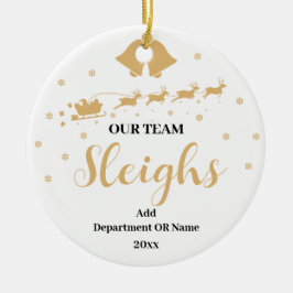 Ons Team Sleigh kerstcadeau voor medewerkers Keramisch Ornament