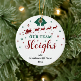 Ons Team Sleigh kerstcadeau voor medewerkers Keramisch Ornament