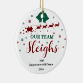 Ons Team Sleigh kerstcadeau voor medewerkers Keramisch Ornament (Rechts)