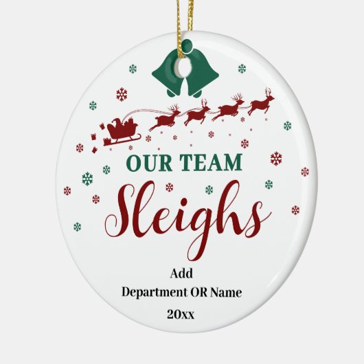 Ons Team Sleigh kerstcadeau voor medewerkers Keramisch Ornament (Links)