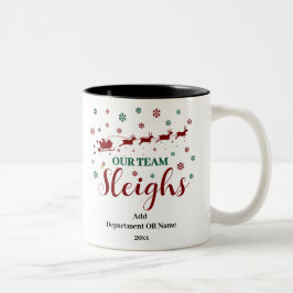 Ons Team Sleigh kerstcadeau voor medewerkers Tweekleurige Koffiemok