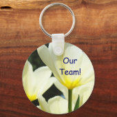Ons Team! sleutelhanger Witte Gele Tulp Bloemen (Voorkant)