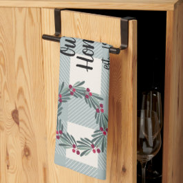 Ons thuis script blauw/groen Buffalo geruit knuffe Theedoek