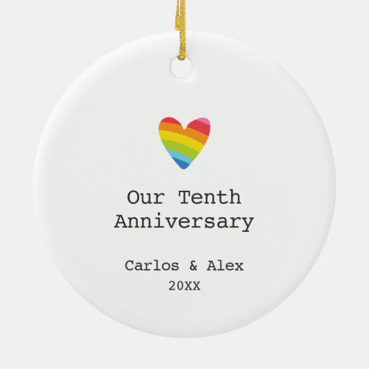 Ons tiende Jubileum persoonlijke gade Keramisch Ornament (Achterkant)