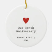 Ons tiende Jubileum persoonlijke minimalistisch Keramisch Ornament (Voorkant)