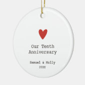 Ons tiende Jubileum persoonlijke minimalistisch Keramisch Ornament (Links)