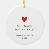 Ons tiende Jubileum persoonlijke minimalistisch Keramisch Ornament (Achterkant)