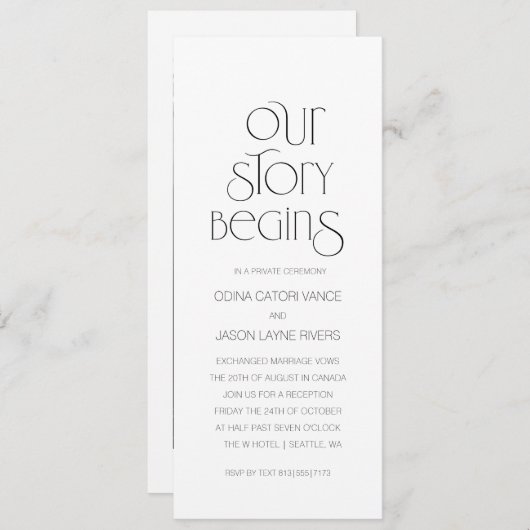Ons verhaal begint | Bruiloft Aankondiging Kaart (Voorkant / Achterkant)