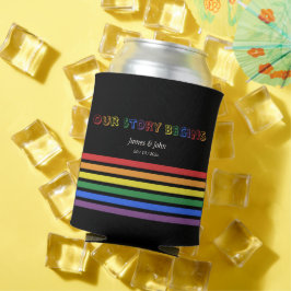 Ons Verhaal Begint Regenboog LGBTQ Vlag Koppel Blikjeskoeler