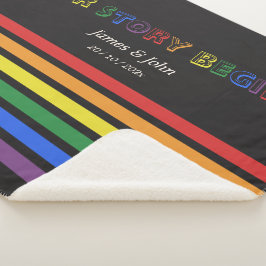 Ons verhaal begint Regenboog LGBTQ Vlag Koppel Sherpa Deken