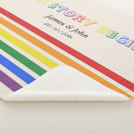 Ons verhaal begint Regenboog LGBTQ Vlag Koppel Sherpa Deken