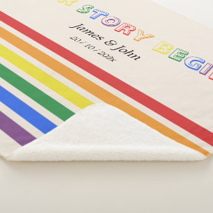 Ons verhaal begint Regenboog LGBTQ Vlag Koppel Sherpa Deken