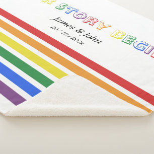 Ons verhaal begint Regenboog LGBTQ Vlag Koppel Sherpa Deken