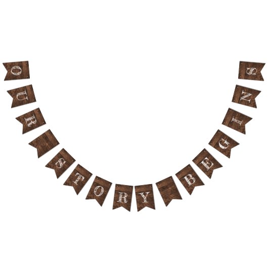 Ons verhaal begint schuur hout bruiloft vlaggetjes (Alle)