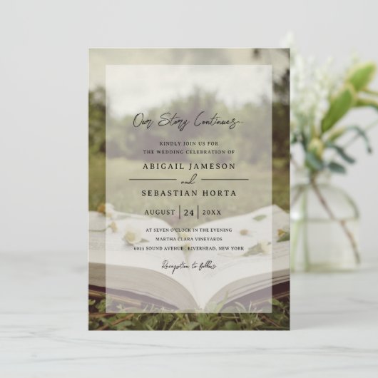 Ons verhaal gaat door | Winkelboek Fotobruiloft Kaart (Staand voorkant)