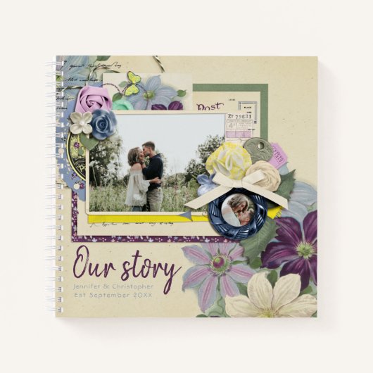 Ons verhaal is bijster Floral Scrapbook Photo Keep Notitieboek (Voorkant)
