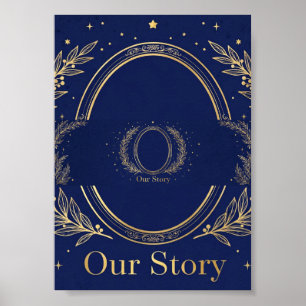 Ons Verhaal Navy Goud Foto Cadeau - Ovaal Aandenke Poster
