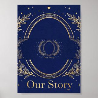 Ons Verhaal Navy Goud Foto Cadeau - Ovaal Aandenke Poster