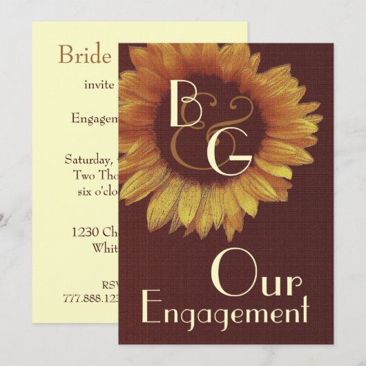 Ons Verloving - Goudzonnebloem Kaart (Voorkant / Achterkant)