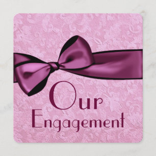 Ons Verloving Roze Magenta Faux Satin Ribbon 2 Kaart