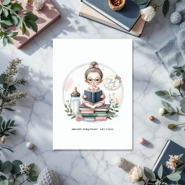 "Ons volgende hoofdstuk" Baby shower met boekthema Bedankkaart