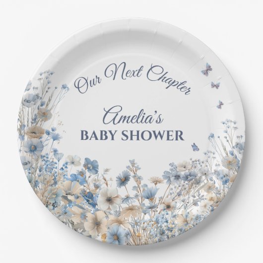 Ons volgende hoofdstuk Elegante Poeder Bloemenweid Papieren Bordje (Voorkant)