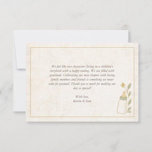 Ons volgende hoofdstuk Storybook Baby shower Bedankkaart (Achterkant)