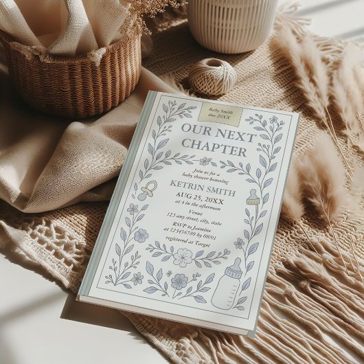 Ons volgende hoofdstuk Storybook Boy Baby shower Kaart