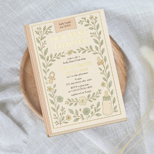 Ons volgende hoofdstuk Storybook Novel Baby shower Folie Uitnodiging