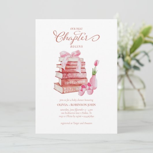 Ons volgende hoofdstuk Verhalenboek Pink Girl Baby Kaart (Staand voorkant)