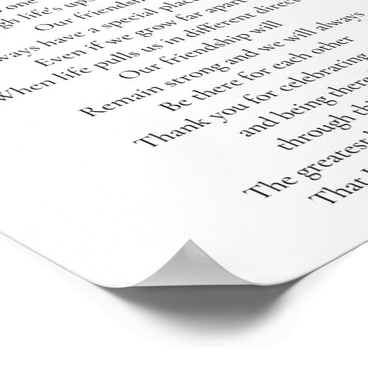 Ons vriendschap Beste vrienden gedicht Poster (Hoek)