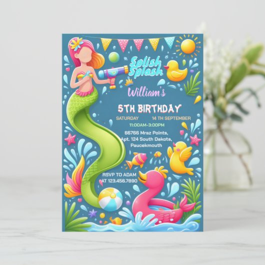 Ons Waterpark Koele Zomer splash pad 1e verjaardag Kaart (Staand voorkant)