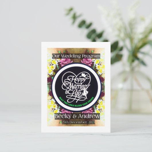 Ons Weddenprogramma Pamplet Briefkaart (Staand voorkant)