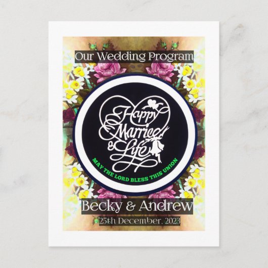 Ons Weddenprogramma Pamplet Briefkaart (Voorkant)