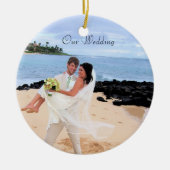 Ons Wedding Brown Damask-fotoOrnament Keramisch Ornament (Voorkant)