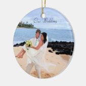 Ons Wedding Brown Damask-fotoOrnament Keramisch Ornament (Links)