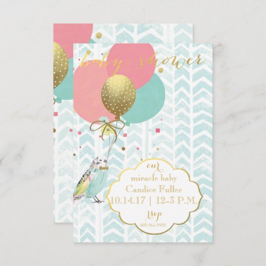 Ons wonder - Baby - Uitnodiging voor douches (Voorkant / Achterkant)