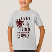 Ons wordt een kind geboren met kerstcadeautjes t-shirt (Voorkant)