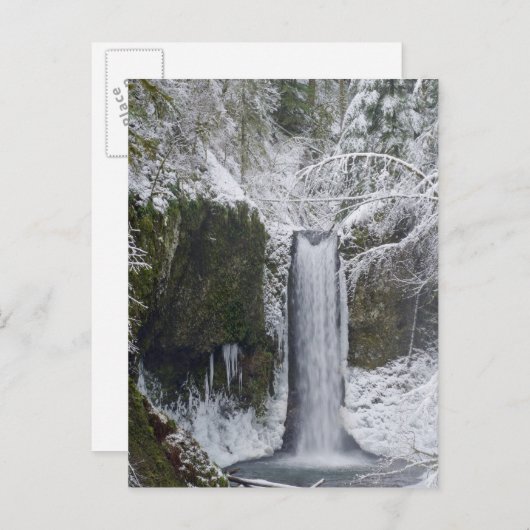 Onscherpe die Waterval door een SneeuwBos wordt Briefkaart (Voorkant / Achterkant)