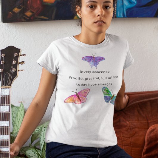 Onschuld Bloeit Vlinder Haiku T-shirt
