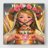 Onschuld gevangen: klein meisje teder vasthouden H Vierkante Klok (Voorkant)