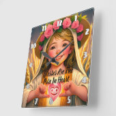 Onschuld gevangen: klein meisje teder vasthouden H Vierkante Klok (Hoek)