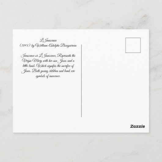 Onschuld van Bouguereau Briefkaart (Achterkant)